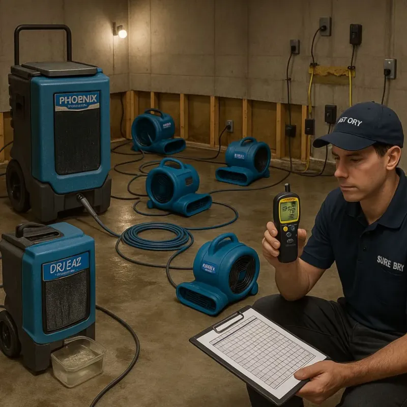 Structural Drying and Dehumidification process in Pine Valley, CA